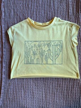 Yellow Cactus Graphic Crop Top